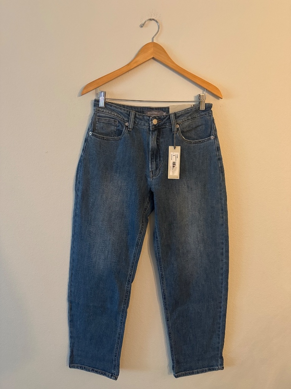 Just USA JP420 Slim Stretch Barrel Jeans Medium Wash Blue Women’s Size 8 NWT